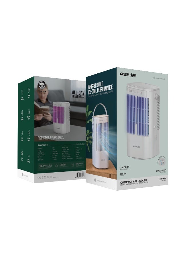 GREEN LION Compact Air Cooler Fan with Portable Handle & Large Water Tank/ Cooling Time 8 Hrs Per Fill / Fan Speed 3 Levels+ / 7-Color LED Night  - White - Image 5