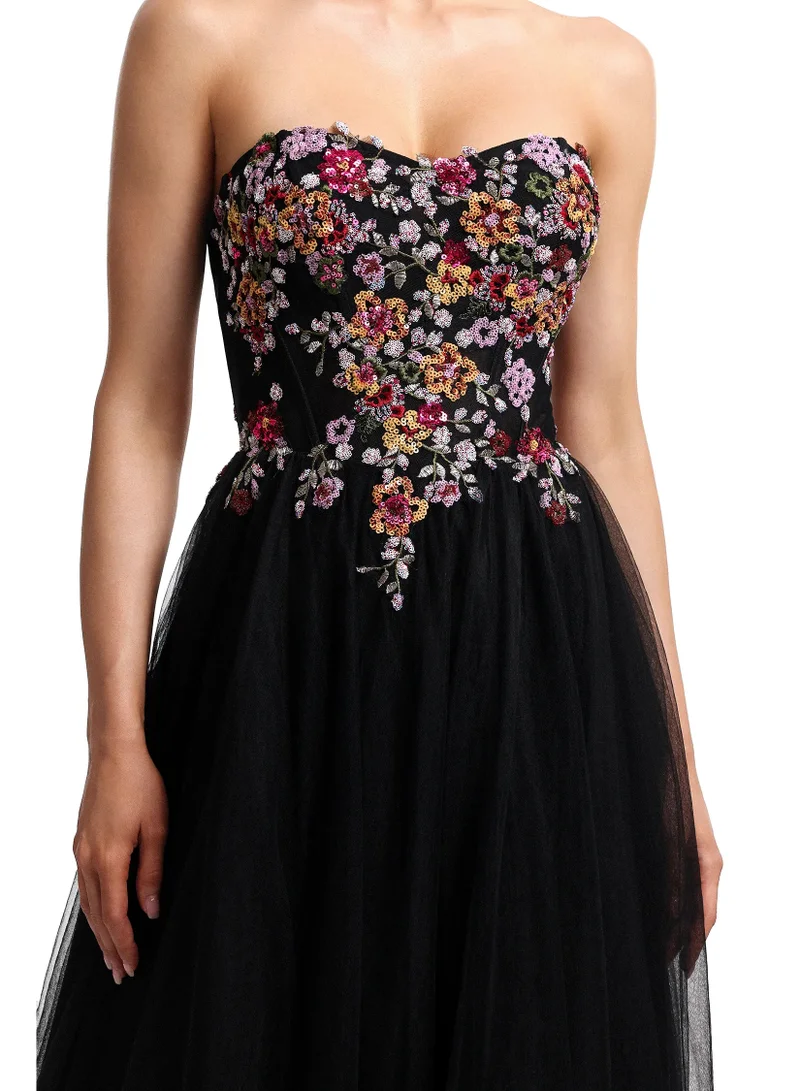 Bella Barnett  Timesha Strapless Floral Embroidered High Slit Maxi Dress for Women | Best Price UAE