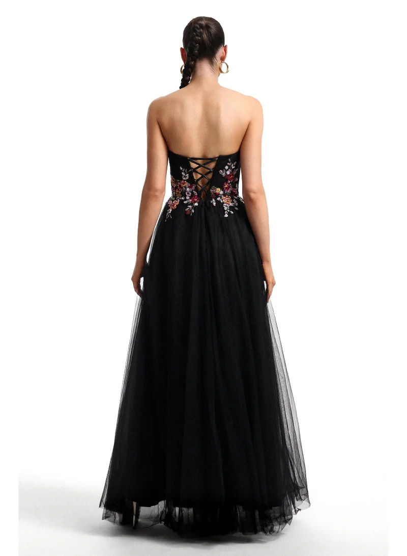 Bella Barnett  Timesha Strapless Floral Embroidered High Slit Maxi Dress for Women | Best Price UAE