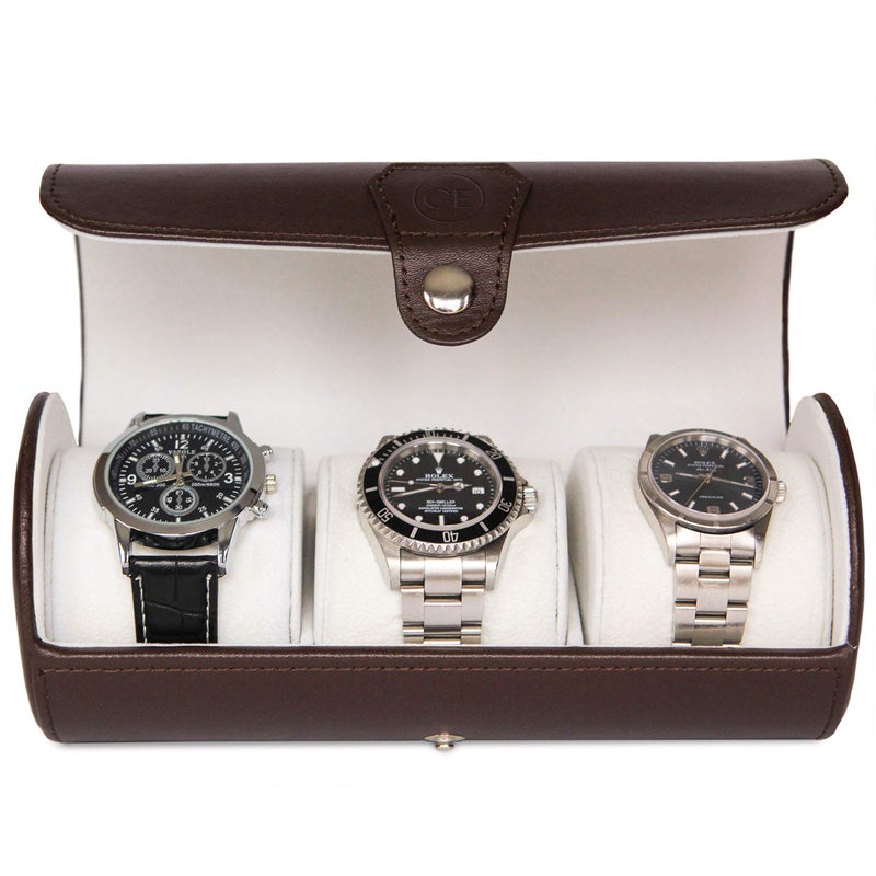 CASE ELEGANCE Travel Watch Case Roll Organizer for Men | Vegan Faux Leather Watch Display Case | Watch Display, Storage & Holder | Watch Case for Men's Watch Collection | Watch Holder for Men | Brown - Image 4
