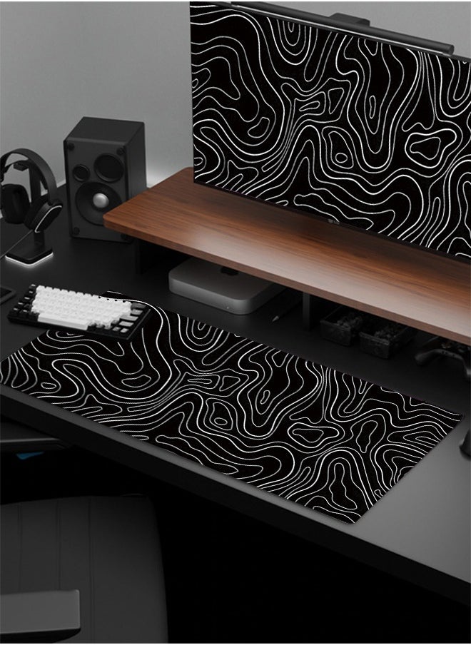 Large Waterproof Anti-Slip Rubber Gaming Mouse Pad Suitable for Gaming, Office (Black，White）