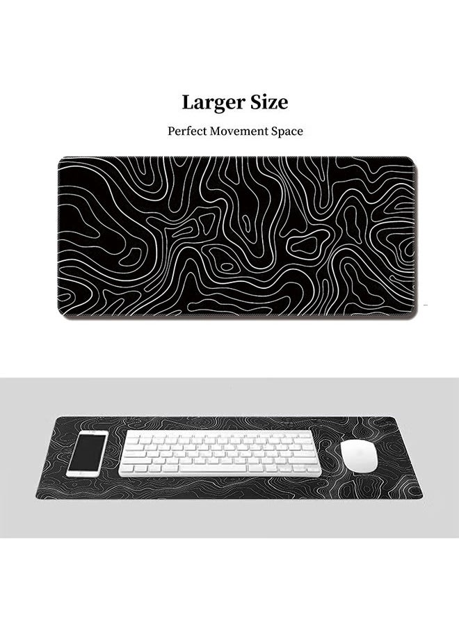 Large Waterproof Anti-Slip Rubber Gaming Mouse Pad Suitable for Gaming, Office (Black，White）