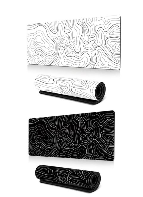Large Waterproof Anti-Slip Rubber Gaming Mouse Pad Suitable for Gaming, Office (Black，White）