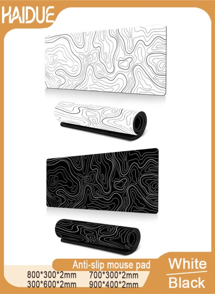 Haidue Large  Anti-Slip Rubber Gaming Mouse Pad Suitable for Gaming, Office (Black，White） - Image 1