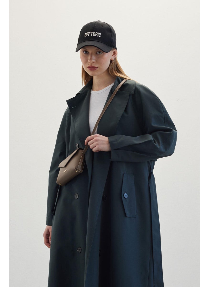 Manuka - Double Breasted Trench Coat Dark Green - Image 1