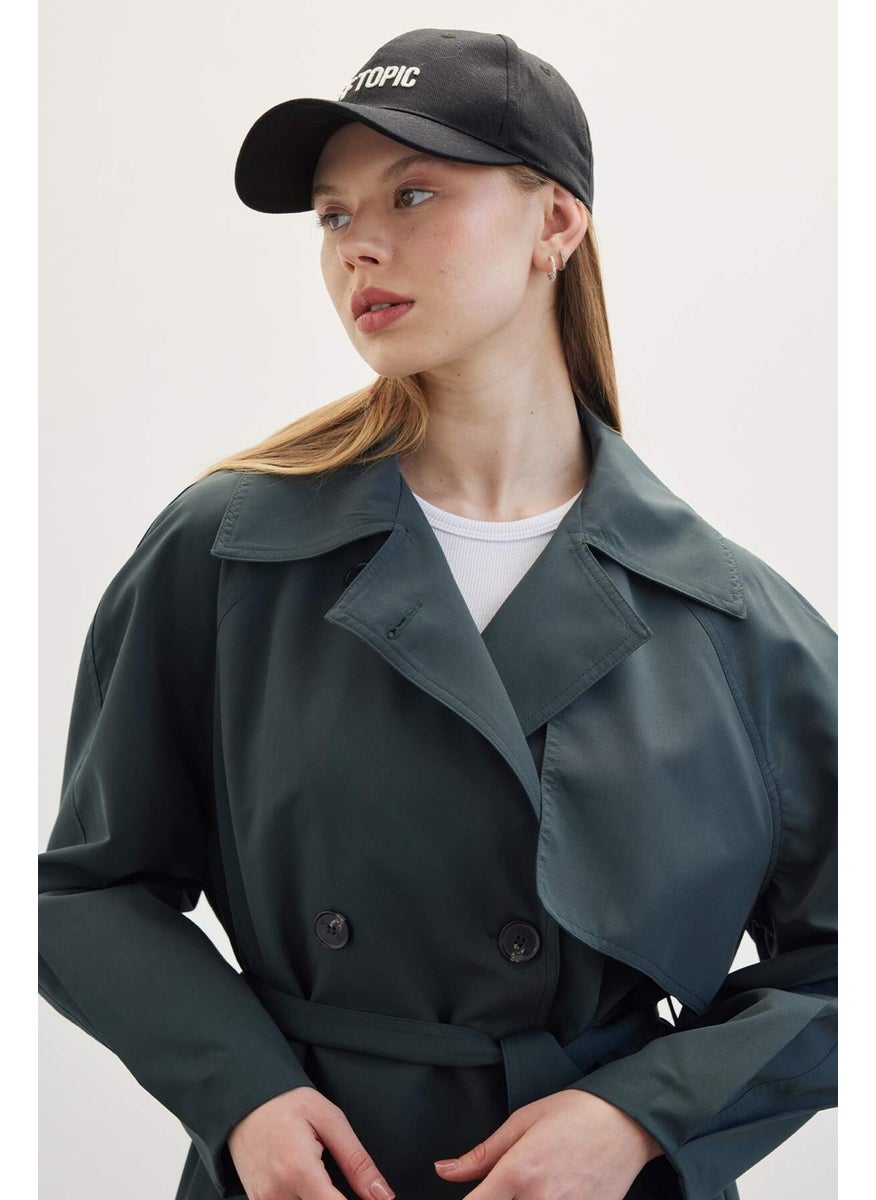 Manuka - Double Breasted Trench Coat Dark Green - Image 1