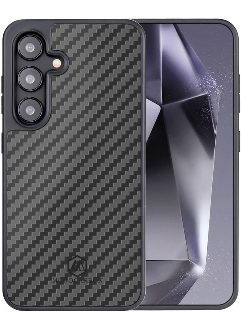 MONOCARBON Real Carbon Fiber Samsung Galaxy S24 PLUS Case Cover MagSafe Compatible Military Grade Scratch Resistant - Matte Black - Image 3