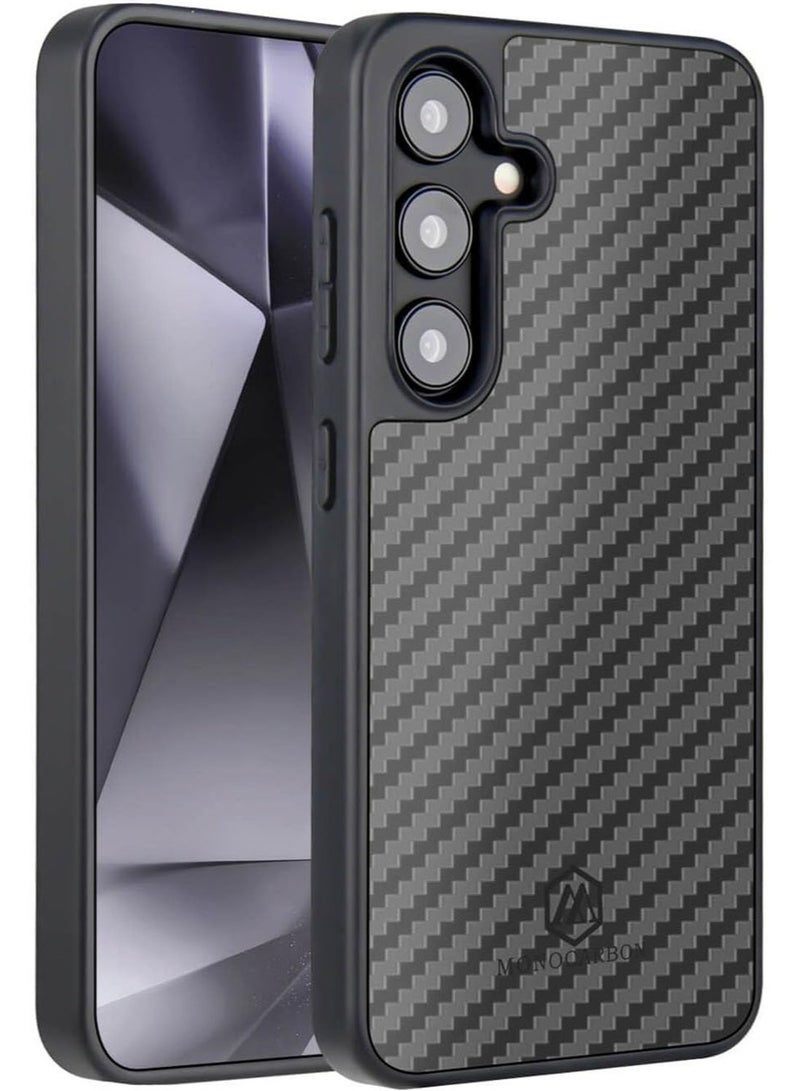 MONOCARBON Real Carbon Fiber Samsung Galaxy S24 PLUS Case Cover MagSafe Compatible Military Grade Scratch Resistant - Matte Black - Image 4