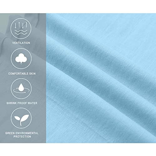 Janmid Men Casual Beach Trousers Linen Summer Pants (Sky Blue, M) - Image 5