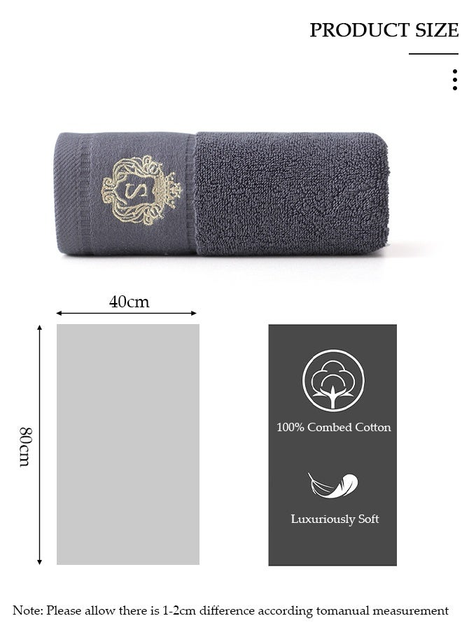 DUNISO Grey towel，Thickened and Enlarged Bath Towel with Embroidery and Custom Logo Design,Multipurpose Use as Bath Fitness, Bathroom, Shower, Sports, Yoga Towel，The Size of The Towel is 40 * 80 - Image 3