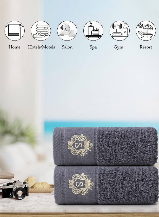 DUNISO Grey towel，Thickened and Enlarged Bath Towel with Embroidery and Custom Logo Design,Multipurpose Use as Bath Fitness, Bathroom, Shower, Sports, Yoga Towel，The Size of The Towel is 40 * 80 - Image 4