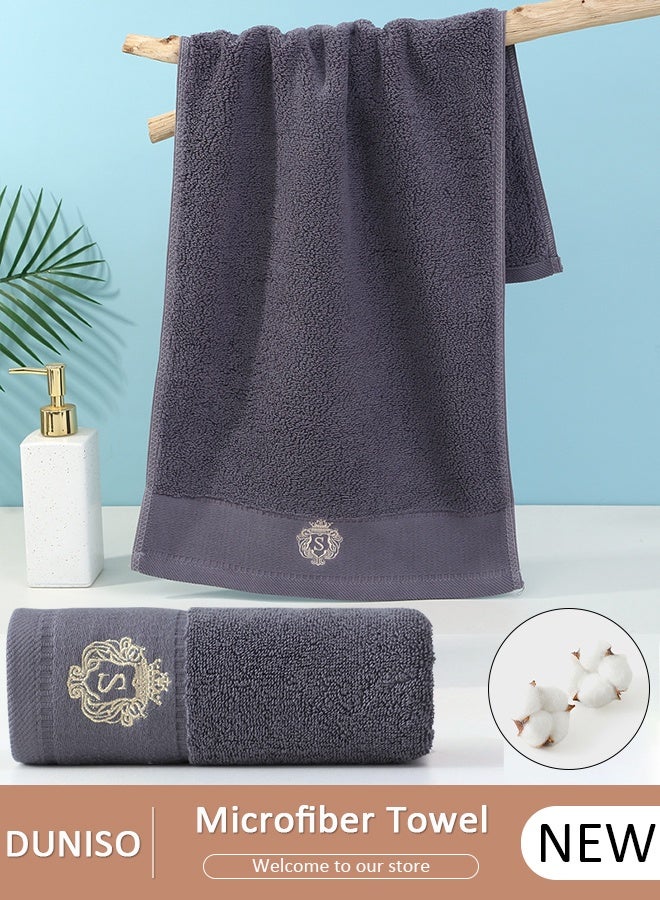 DUNISO Grey towel，Thickened and Enlarged Bath Towel with Embroidery and Custom Logo Design,Multipurpose Use as Bath Fitness, Bathroom, Shower, Sports, Yoga Towel，The Size of The Towel is 40 * 80 - Image 1