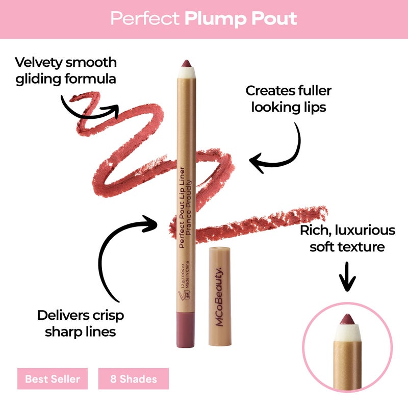 MCoBeauty Perfect Pout Lip Liner Prance Proudly - Creamy Long Wearing Lip Pencil for Fuller Lips - Velvety Nude Contour Define Shape Overline Cupid Bow - Vegan Cruelty Free Lip Makeup for Women - Image 3