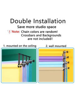 DImotliyor Photography Backdrop Wall Mount Roller System 4 Support Rollers, Manual Photo Background Ceiling Holder, Including 2 Four-fold Hooks, 8 Expand Bars, 4 Chains, for Home Studio Live Shooting  - Image 2