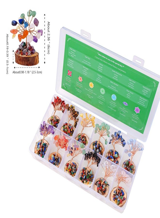 Runyangshi 12pcs Crystal Tree Set Tree of Life Natural Crystal Healing Stones with Wooden Base Gemstone Trees Fengshui Good Luck Positive Energy Home Decor - Image 4