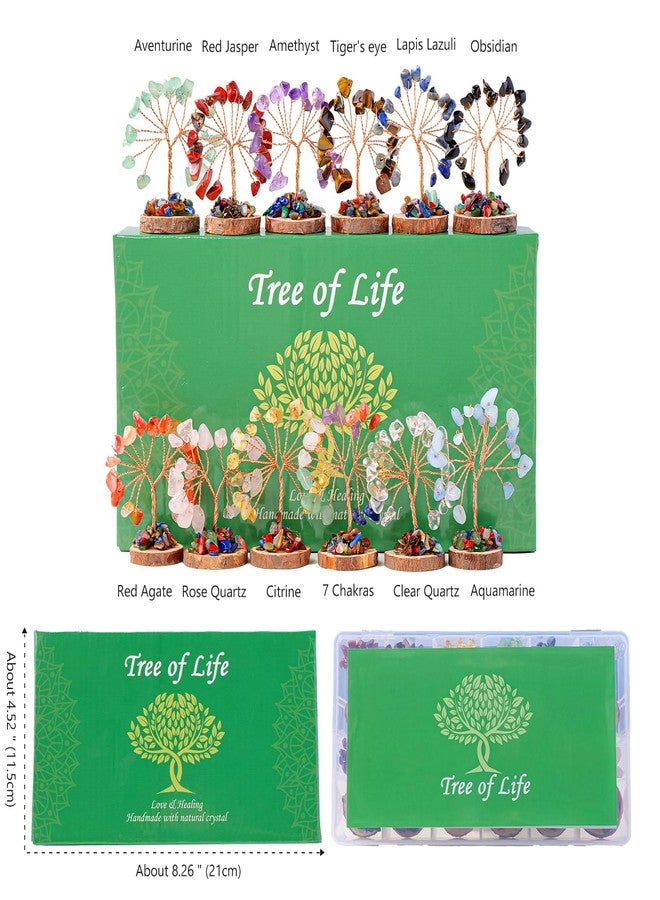 Runyangshi 12pcs Crystal Tree Set Tree of Life Natural Crystal Healing Stones with Wooden Base Gemstone Trees Fengshui Good Luck Positive Energy Home Decor - Image 2