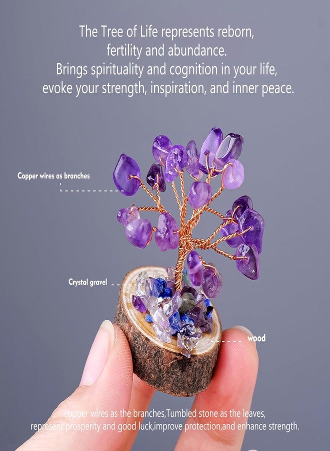 Runyangshi 12pcs Crystal Tree Set Tree of Life Natural Crystal Healing Stones with Wooden Base Gemstone Trees Fengshui Good Luck Positive Energy Home Decor - Image 3