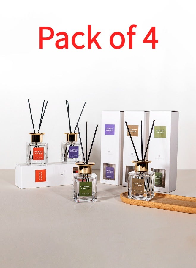 4 Packs Reed Diffuser Set - Shangri-La | Little Iris | RedCurrant | Sandalwood | 80 ml 2.7 oz | Aromatherapy Air Freshener Fragrance Home Fragrance, Oil Diffuser - Image 1