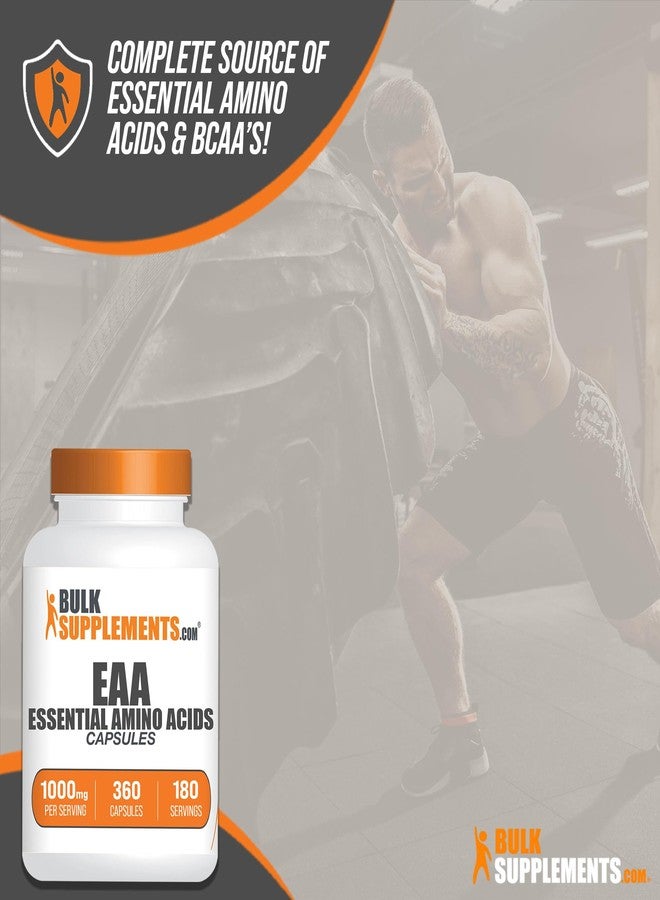 BulkSupplements.com Essential Amino Acids Capsules - EAAs Amino Acids Supplements - Gluten Free, 2 Capsules per Servings (1000mg), 360 Count (Pack of 1) - Image 3