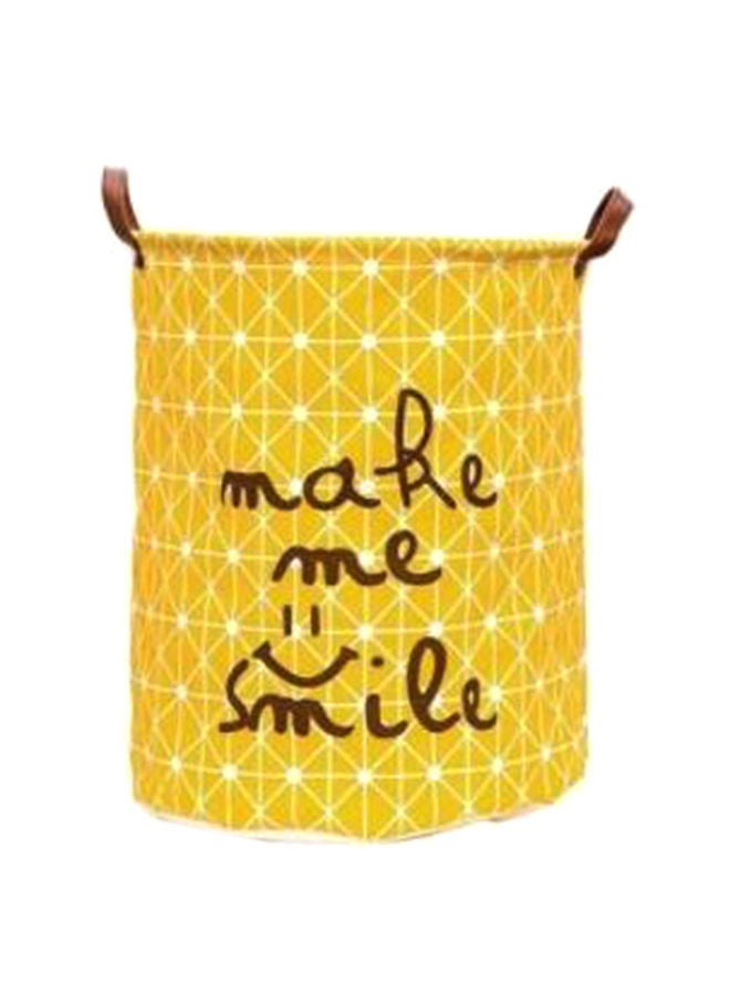 NIBEMINENT Waterproof Make Me Smile Printed Laundry Bag Yellow/White/Brown 40 x 35centimeter - Image 1