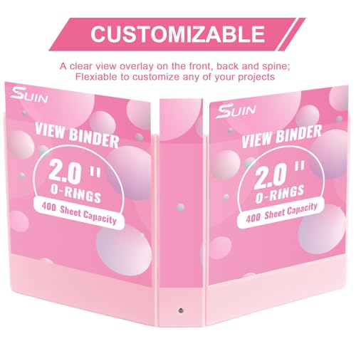 SUIN 2-Inch 3-Ring Binders with 2 Interior Pockets, Heavy Duty Clear View Presentation Binder Holds 425 Sheets Letter Size, Office School Home,6 Pack - Image 4