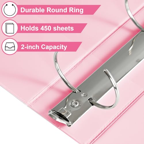 SUIN 2-Inch 3-Ring Binders with 2 Interior Pockets, Heavy Duty Clear View Presentation Binder Holds 425 Sheets Letter Size, Office School Home,6 Pack - Image 3