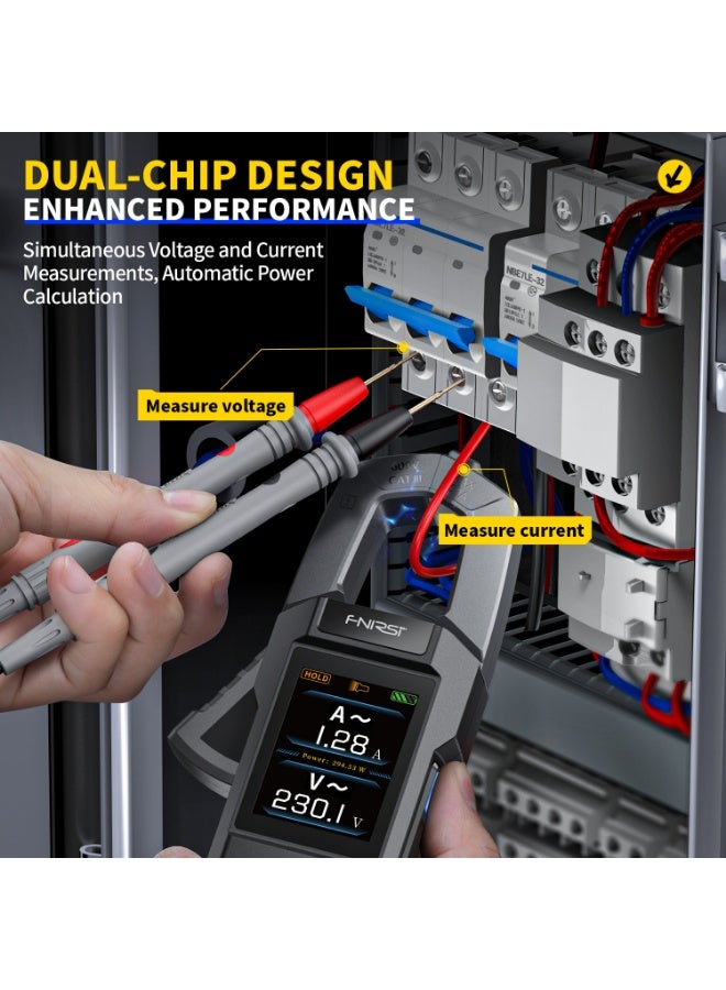 FNIRSI DMC-100 Digital Clamp Meter Multimeter – 2.0” Full-Color TFT Display, AC/DC Current & Voltage Measurement, Smart Curve Recording, Rechargeable Battery, Non-Contact NCV Tester - Image 4