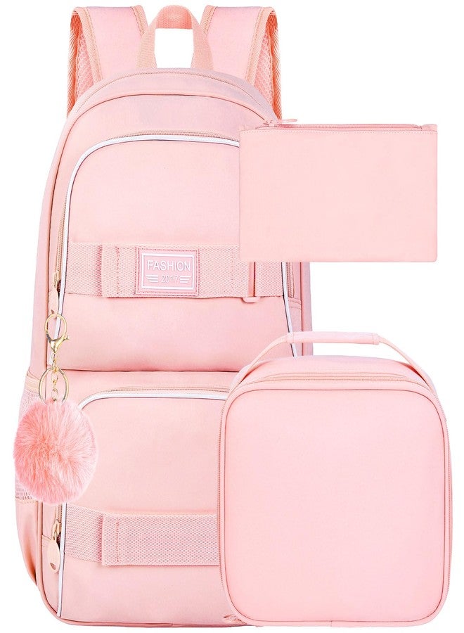 HPJGD 3 Piece Laptop Backpack for Girls, 17 Inch Water Resistant School Bag with Lunch Box, Cute Bookcase Set for College Teens, 3 Piece Set Green, Set of 3 pieces, pink, talla Ãºnica - Image 1