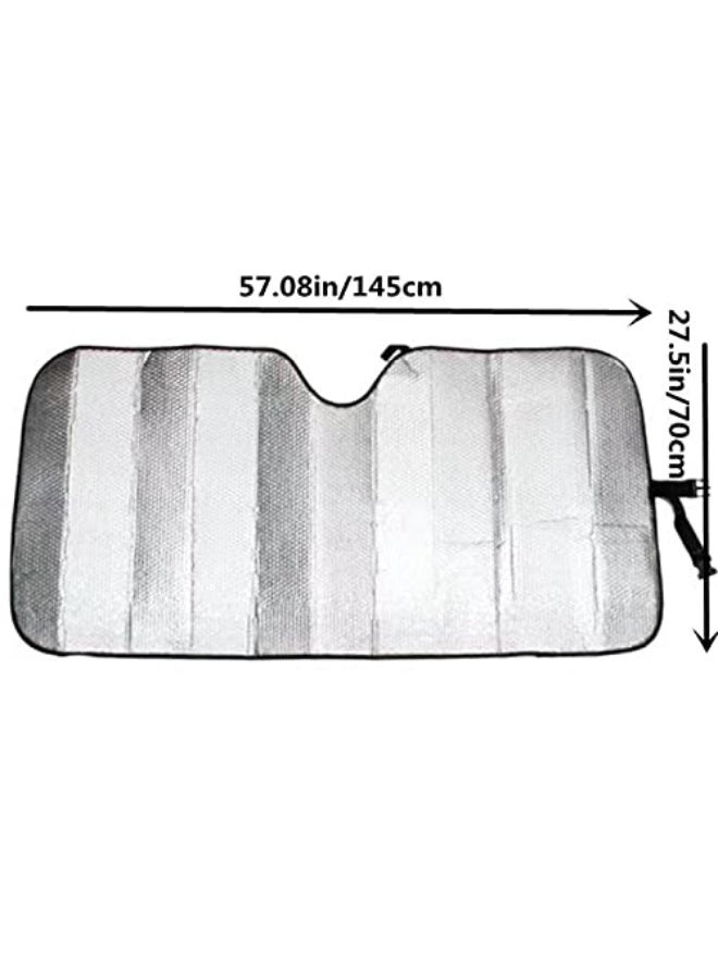 Windshield Sun Shade for Car Silver Thicken 5-Layer UV Reflector Auto Front Window Sunshade Visor Shield Cover and Keep Your Vehicle Cool(57" × 27.5") - Image 5