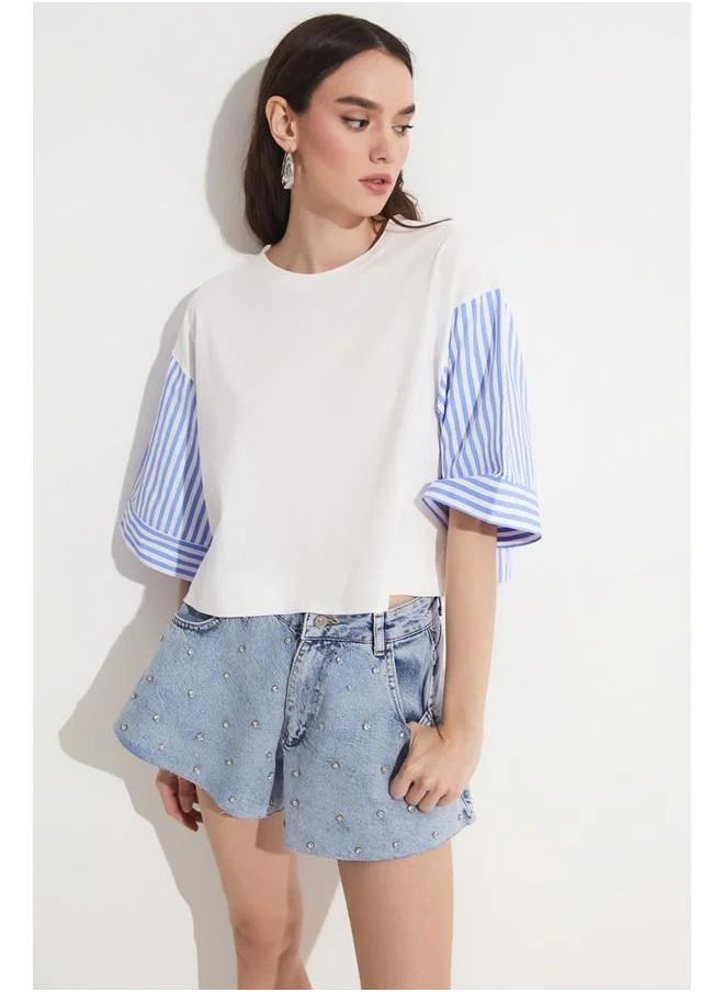 JUNE June Stone Jean Short Blue