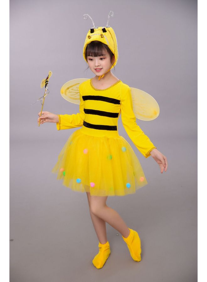 Halloween Costume - Kids Animal Costume Dress Up - Yellow bee skirt long sleeve hat, 170cm - Cute Animal Dress, Chicken Bee Rooster Rabbit Costume, Children Performance Wear, Party Fancy Dress, Carnival Outfit - Image 1