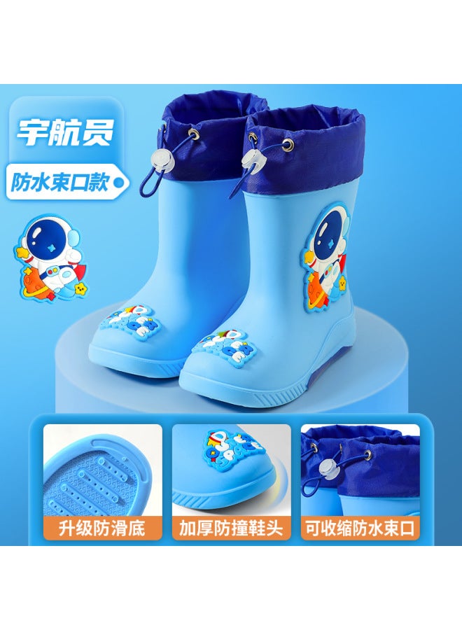 Children's Rain Boots For Boys And Girls, Mid-calf Waterproof Non-slip Water Shoes With Fleece Lining, Suitable For Primary School Students, Outdoor Wear In Rainy Days, Soft-soled Rubber Shoes