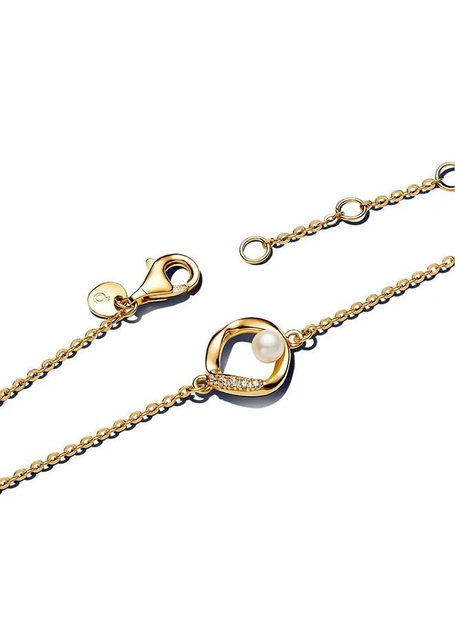 باندورا Organically Shaped Pavé Circle & Treated Freshwater Cultured Pearl Bracelet