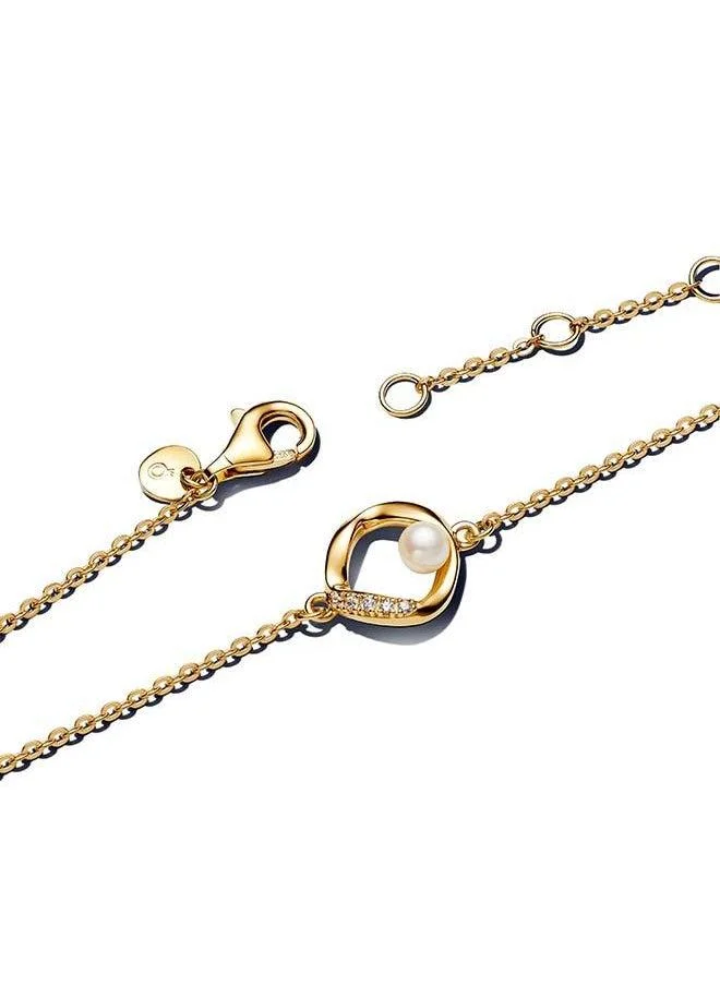 باندورا Organically Shaped Pavé Circle & Treated Freshwater Cultured Pearl Bracelet