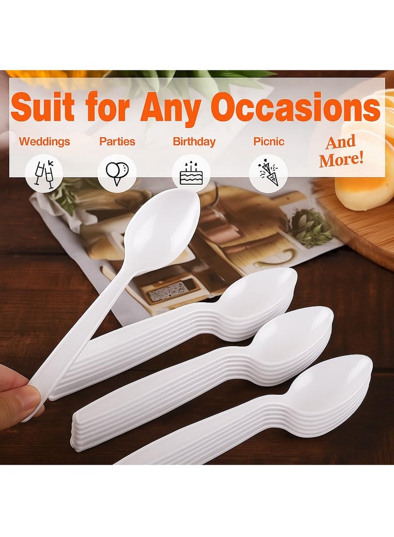حياة كومفورت 200 قطعة ملاعق للاستعمال مرة واحدة، متين ملاعق صغيرة بيضاء، ملاعق مقاومة للحرارة للاستعمال مرة واحدة للمطاعم والتجمعات العائلية والانشطة الخارجية - Image 5