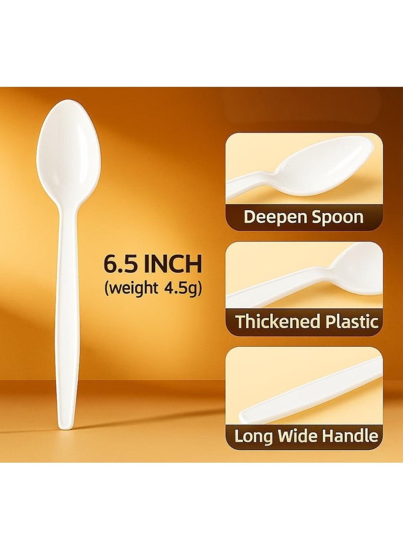حياة كومفورت 200 قطعة ملاعق للاستعمال مرة واحدة، متين ملاعق صغيرة بيضاء، ملاعق مقاومة للحرارة للاستعمال مرة واحدة للمطاعم والتجمعات العائلية والانشطة الخارجية - Image 2