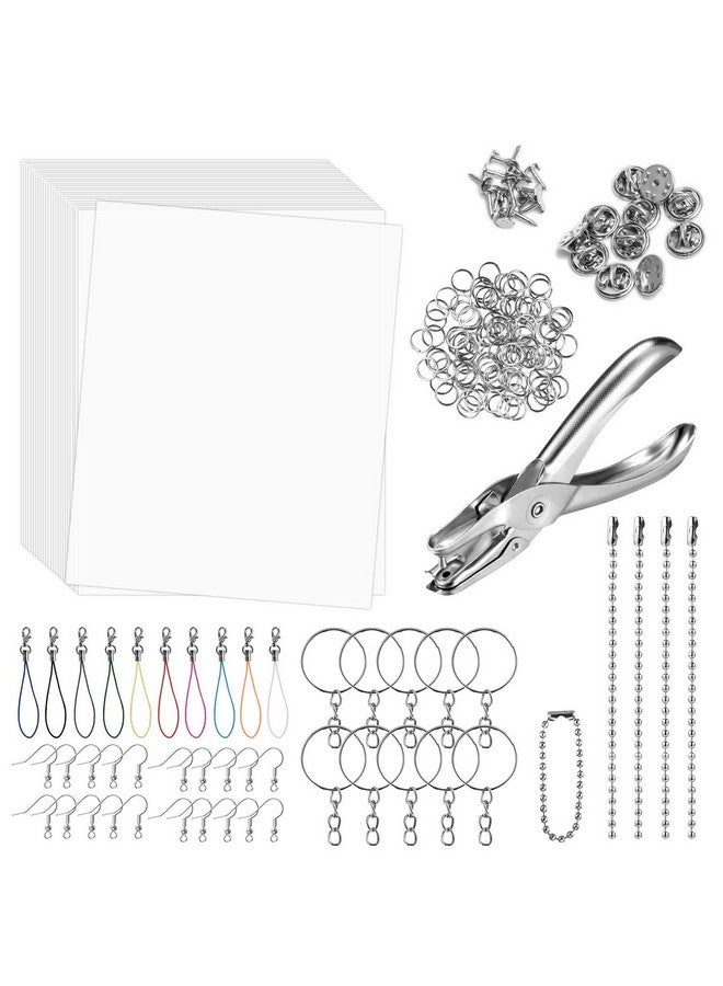 Rainmae 181Pcs Heat Shrink Plastic Sheets Pack, Shrinky Art Crafts Set Include 25 Pcs Blank Shrinky Art Film Paper With 155Pcs Keychains Accessories For Diy Ornaments Or Creative Craft  - Image 1