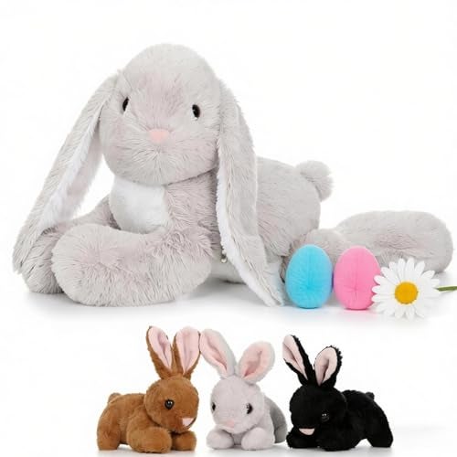 BENINY 4 Pcs Easter Bunny Stuffed Animal  Large Stuffed Rabbit Plush Toys for Kids  Cuddly Mommy Bunny Surprise with 3 Small Bunnies - Image 1