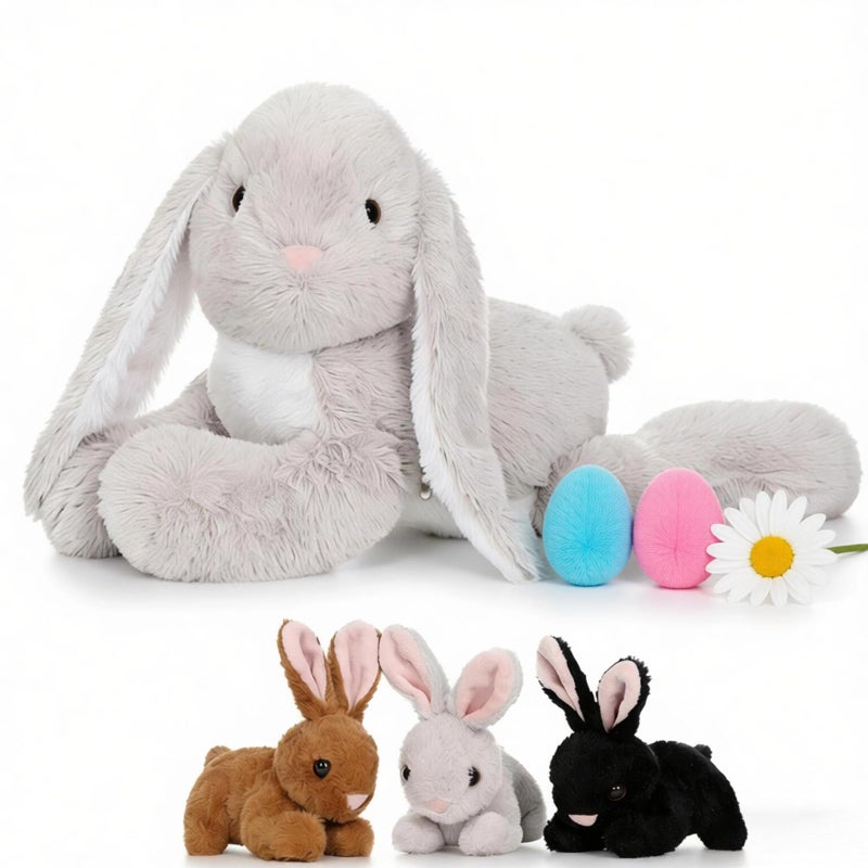 BENINY 4 Pcs Easter Bunny Stuffed Animal  Large Stuffed Rabbit Plush Toys for Kids  Cuddly Mommy Bunny Surprise with 3 Small Bunnies - Image 2