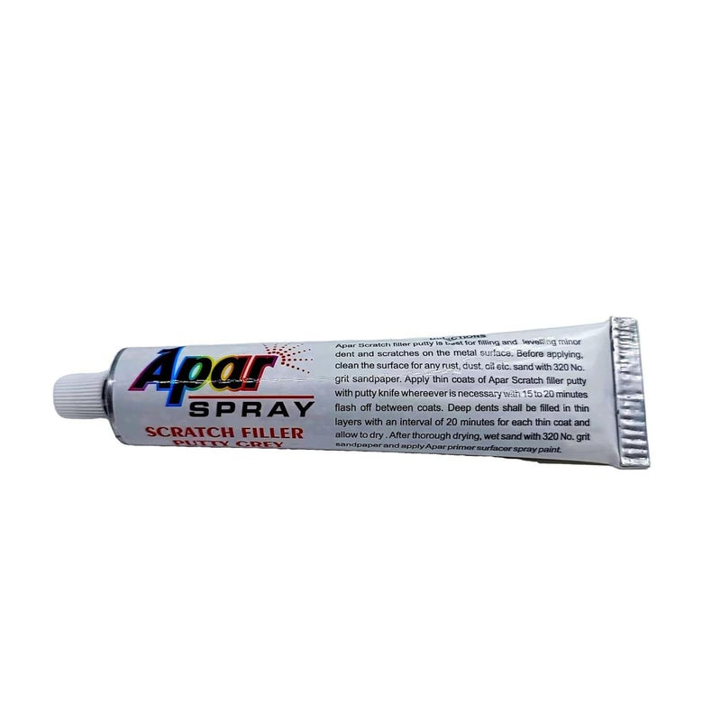 APAR معجون ملء الخدوش APAR أنبوب رمادي (50 جرام)، 1 ملعقة معجون وورق صنفرة 320 حبيبة لملء الخدوش والانبعاجات على السيارة، الدراجة، إلخ. - Image 2