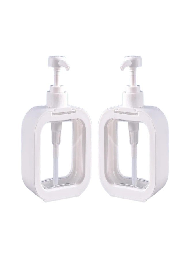 KWER 2 Pack Hand Soap Dispenser for Bathroom, Modern Dish Soap Dispenser for Kitchen Sink, Liquid Soap Container with Pump, Clear Plastic Soap Pump Bottles 300 ML (White) - Image 1