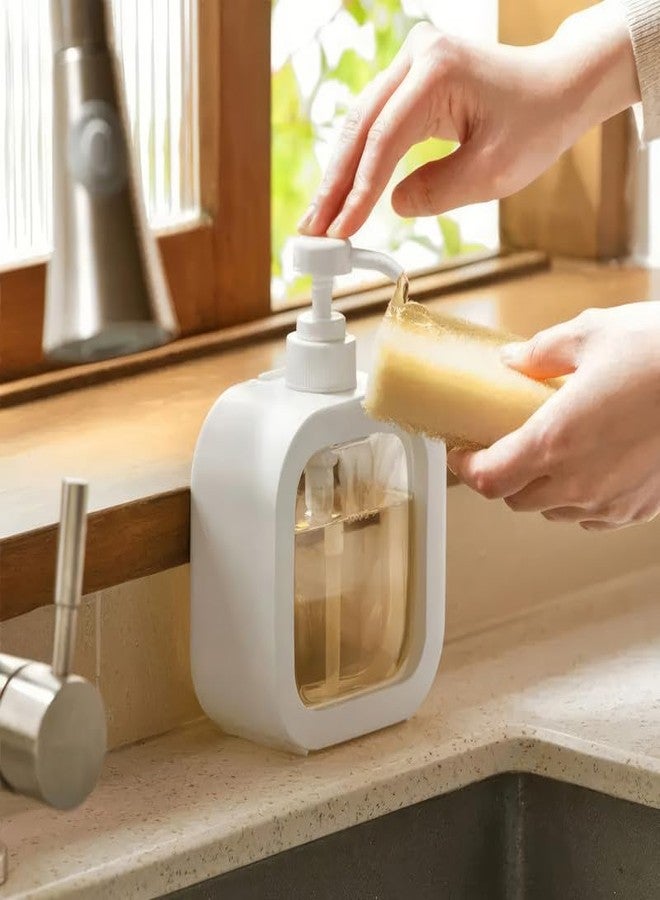 KWER 2 Pack Hand Soap Dispenser for Bathroom, Modern Dish Soap Dispenser for Kitchen Sink, Liquid Soap Container with Pump, Clear Plastic Soap Pump Bottles 300 ML (White) - Image 5