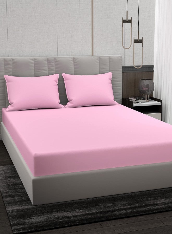 Belvostum Homes 100% Microfiber Plain Solid Bedsheet for Double Bed with Two Pillow Covers (Solid Pink, Double Bed) - Image 4