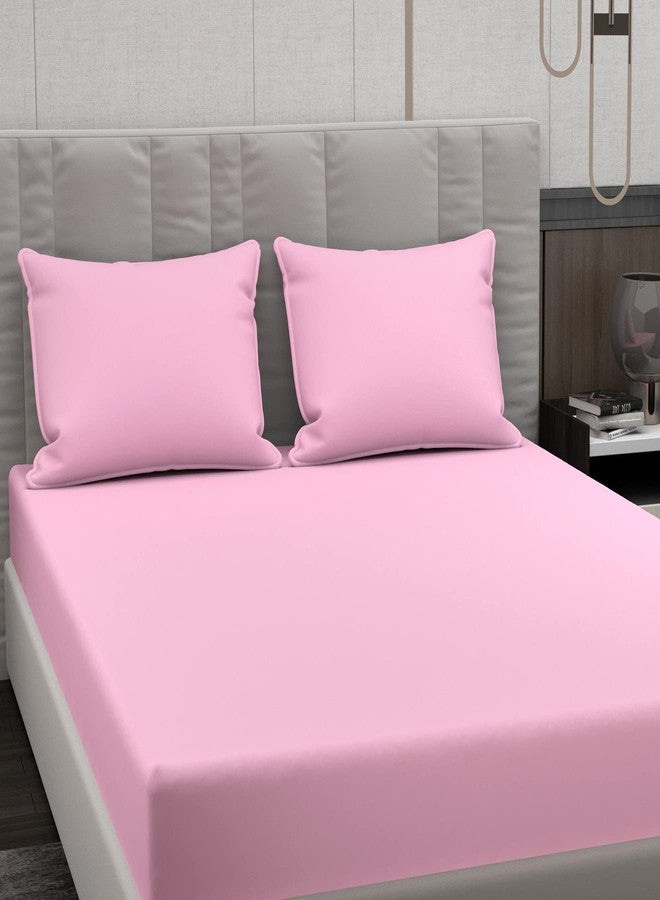 Belvostum Homes 100% Microfiber Plain Solid Bedsheet for Double Bed with Two Pillow Covers (Solid Pink, Double Bed) - Image 3