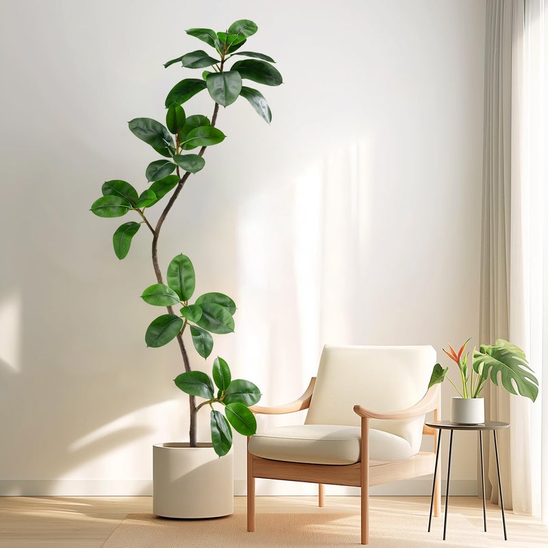 Bailikang 6ft Artificial Rubber Tree Faux Plants Indoor Faux Floor Artificial Trees Indoor,Fake Plant Fake Tropical Plants,Large Floor,Real Touch Rubber Tree for Home Decor - Image 4
