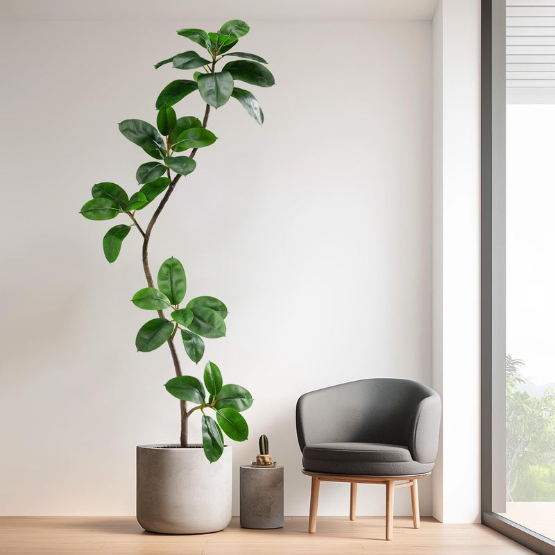 Bailikang 6ft Artificial Rubber Tree Faux Plants Indoor Faux Floor Artificial Trees Indoor,Fake Plant Fake Tropical Plants,Large Floor,Real Touch Rubber Tree for Home Decor - Image 1