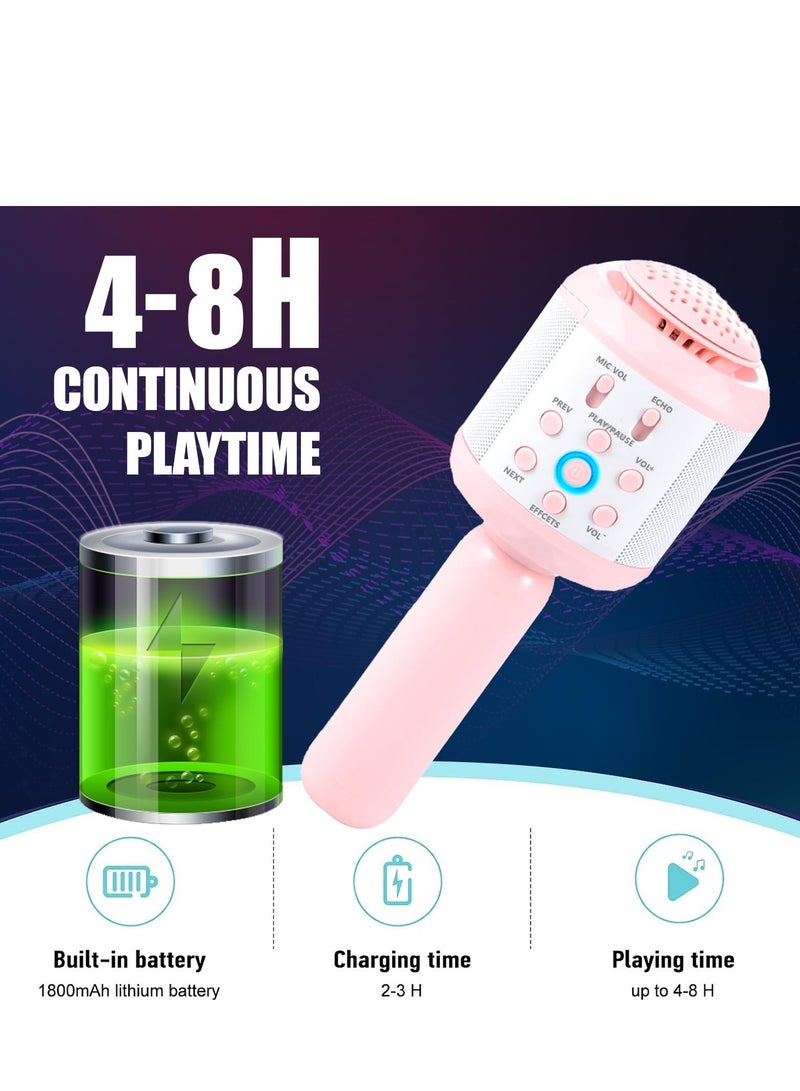Karaoke Microphone Handheld Bluetooth Wireless Karaoke Microphones for Adults Kids Portable Singing Speaker Mic, for Kids Adults Party Support Android iOS Device - Image 5
