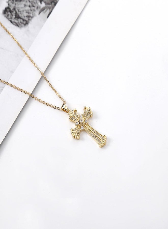 LLIYSOUN Cross Pendant Necklace for Women Jewelry Gold Cross Necklaces for Women Cross Necklace Minimalist Trendy Jewelry Valentines Day, Cubic Zirconia, Cubic Zirconia - Image 2