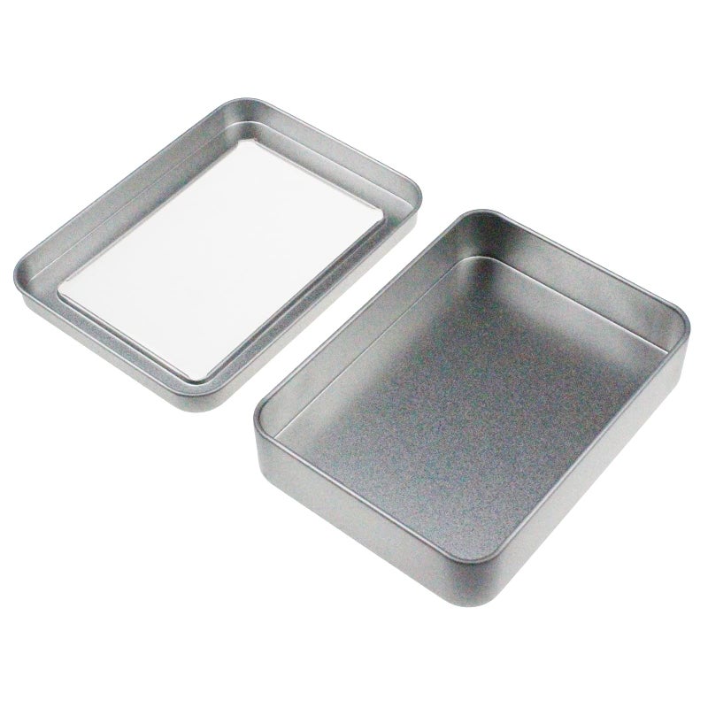 Goodma 12 Pieces Rectangular Empty Metal Tins Home Storage Containers Organizer Mini Box with Clear Window Lid  4.5 x 3.35 x 0.87 inch (Silver) - Image 5