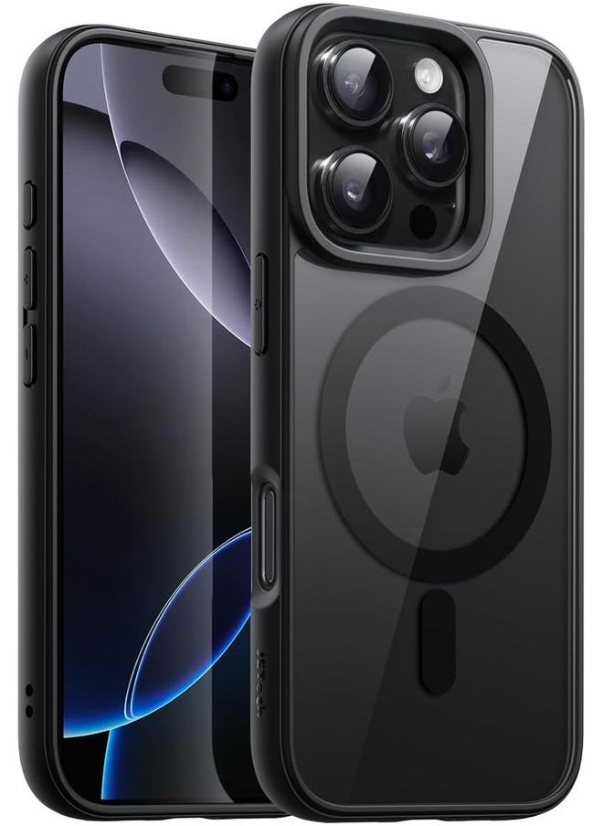 Jetech - Magnetic Case For Iphone 16 Pro 6.3 Inch Compatible With Magsafe Shockproof Phone Bumper Cover Solid Color Matte Tpu Frame Anti Scratch Clear Back Black - Image 1